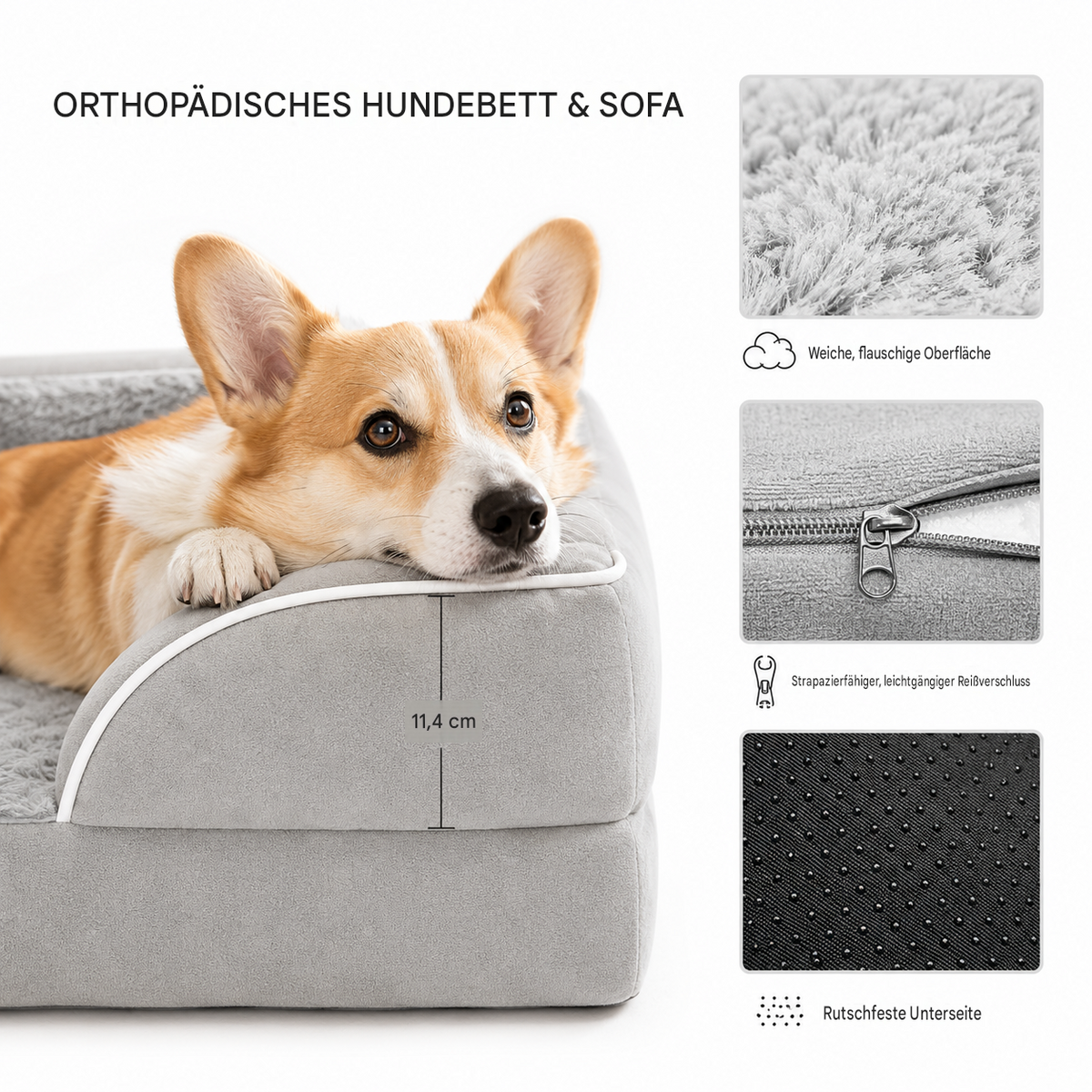 CloudPup-Bett mit Rand – Orthopädische Schaumstoffstütze