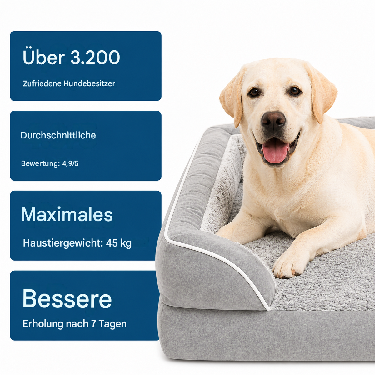 CloudPup-Bett mit Rand – Orthopädische Schaumstoffstütze