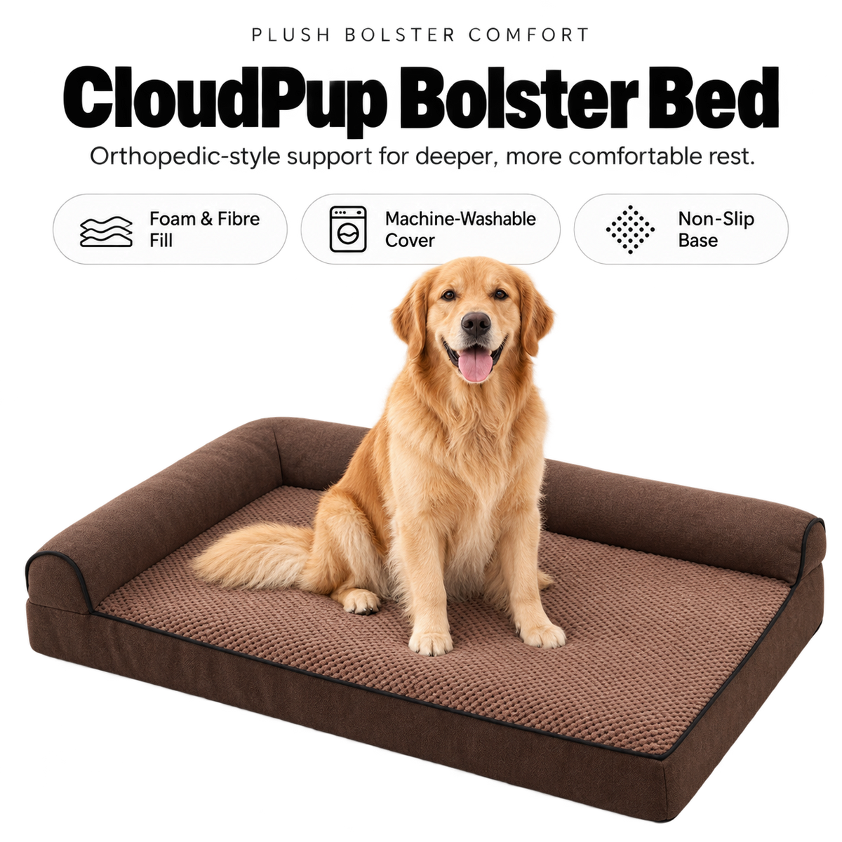 CloudPup Bolster Bed – Orthopedic Foam Support