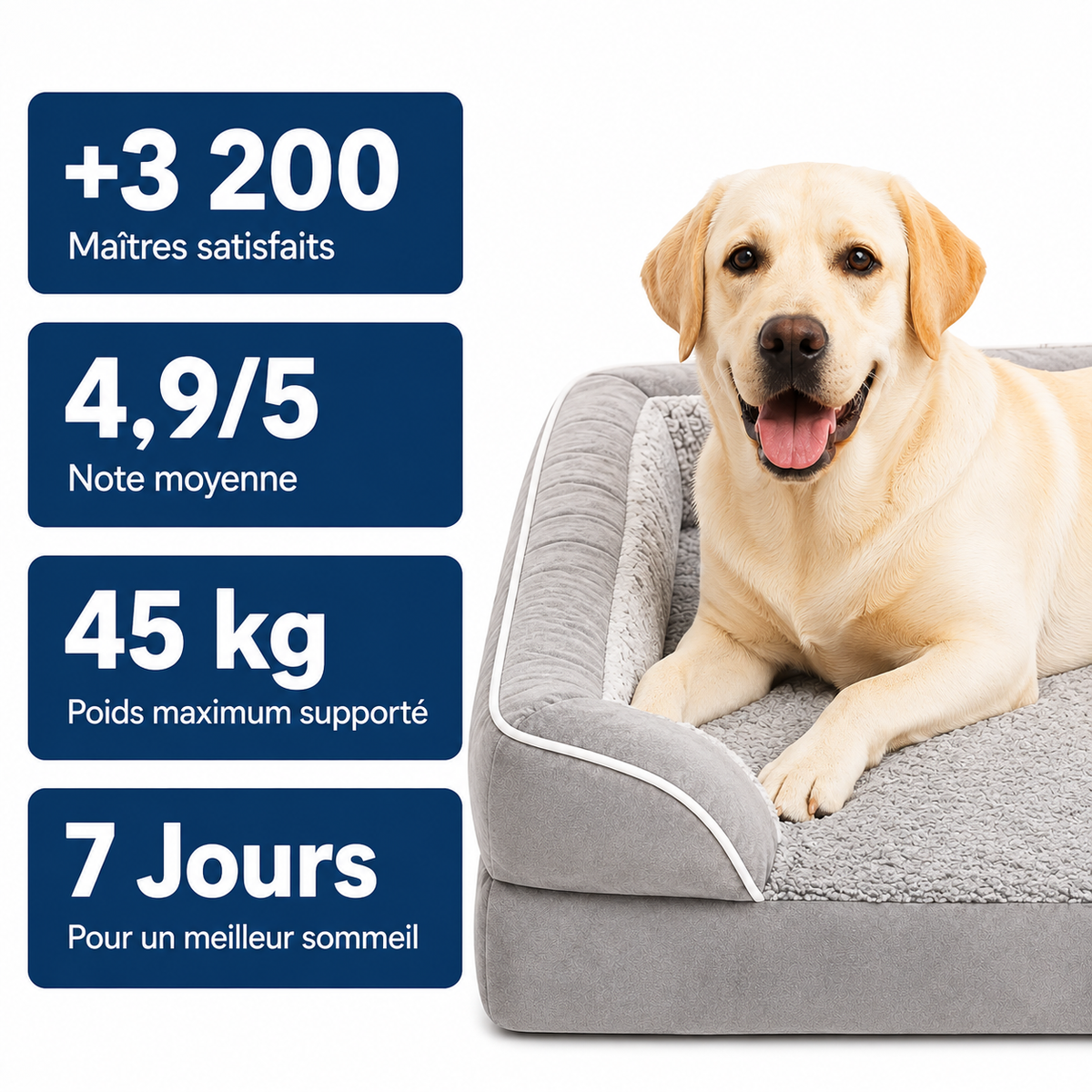 Lit à rebords CloudPup – Soutien en mousse orthopédique