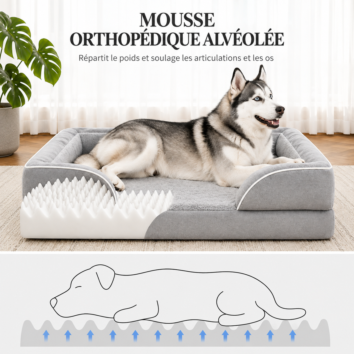 Lit à rebords CloudPup – Soutien en mousse orthopédique
