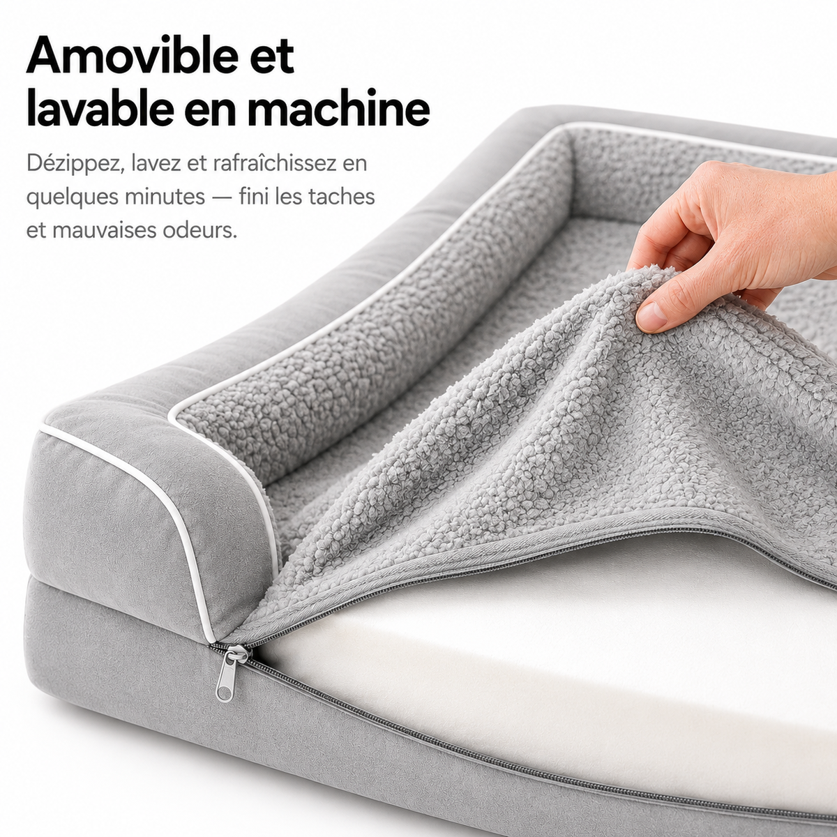 Lit à rebords CloudPup – Soutien en mousse orthopédique