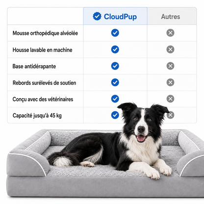 Lit à rebords CloudPup – Soutien en mousse orthopédique