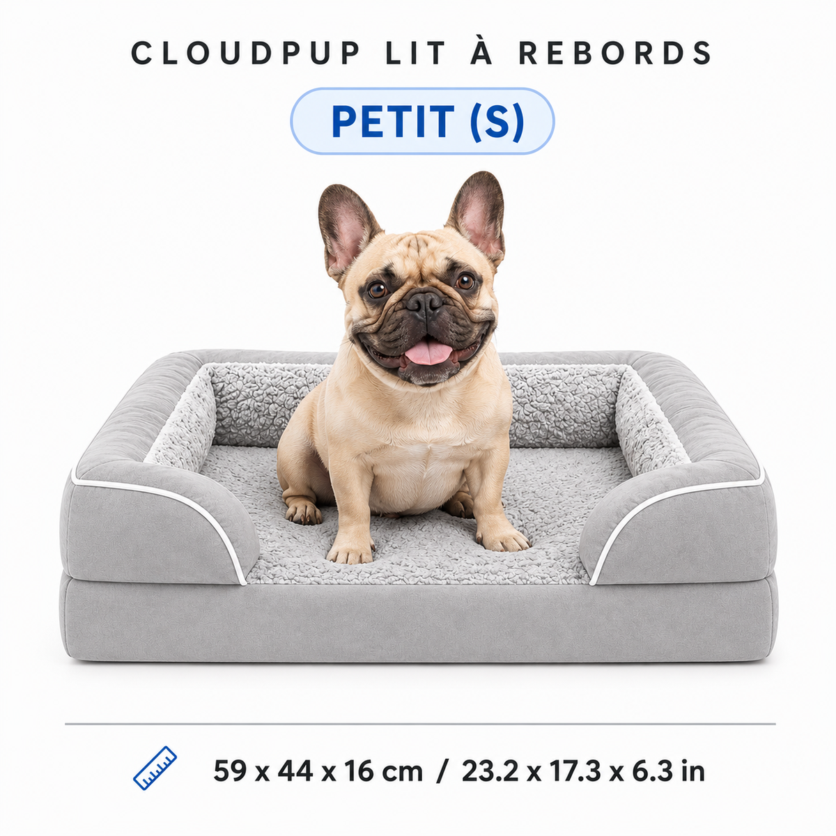 Lit à rebords CloudPup – Soutien en mousse orthopédique