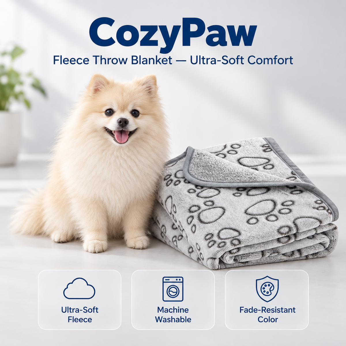 CozyPaw Fleece Ultra-Soft Pet Blanket