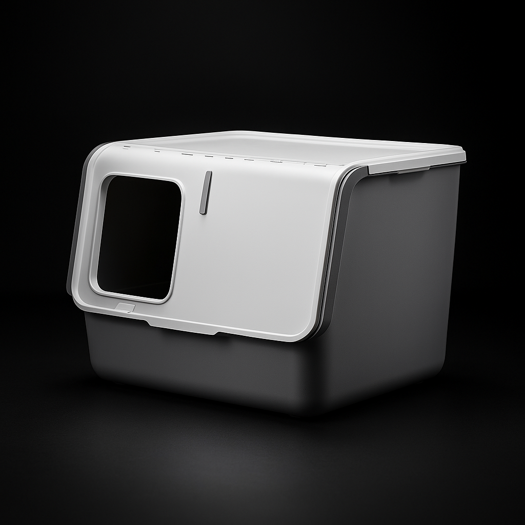 FurFort Aura Large Enclosed Cat Litter Box – Flip Cover & Odor Control
