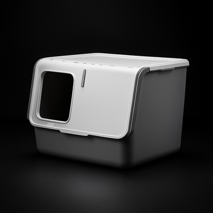 FurFort Aura Large Enclosed Cat Litter Box – Flip Cover & Odor Control