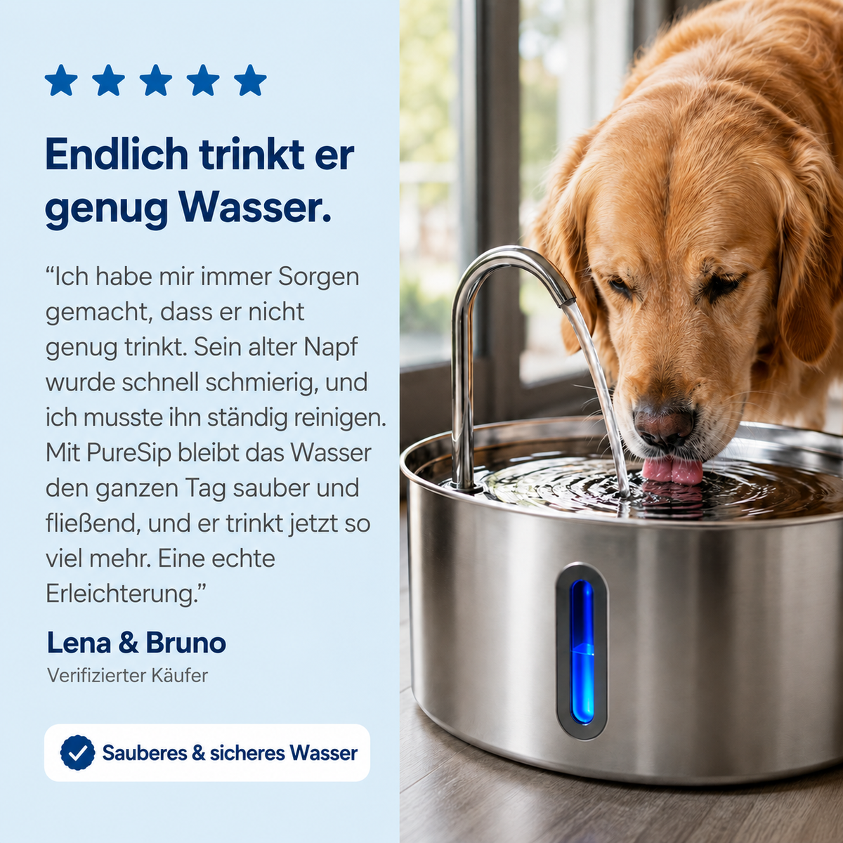 PureSip Fließender Trinkbrunnen für Hunde
