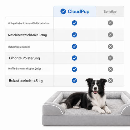 CloudPup-Bett mit Rand – Orthopädische Schaumstoffstütze