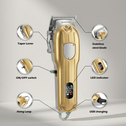GroomTale Complete Dog Grooming Kit – Rechargeable Clippers, Scissors & Combs Set