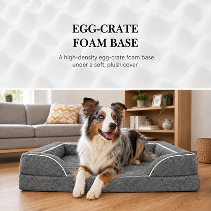 CloudPup Bolster Bed – Egg-Crate Foam Comfort