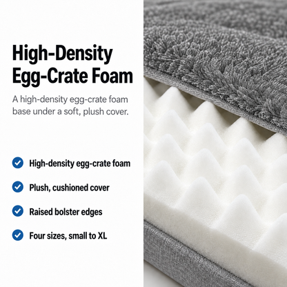 CloudPup Bolster Bed – Egg-Crate Foam Comfort