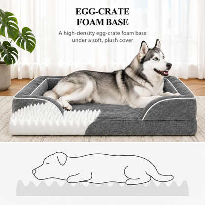 CloudPup Bolster Bed – Egg-Crate Foam Comfort