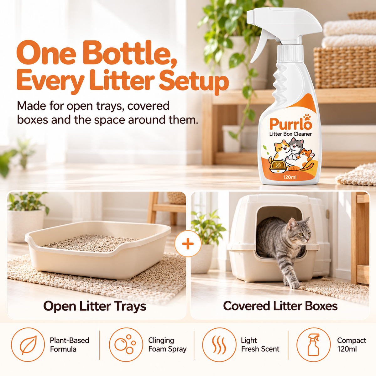 Purrlo Litter Box Cleaner Spray | Plant-Based Foam Cleaner