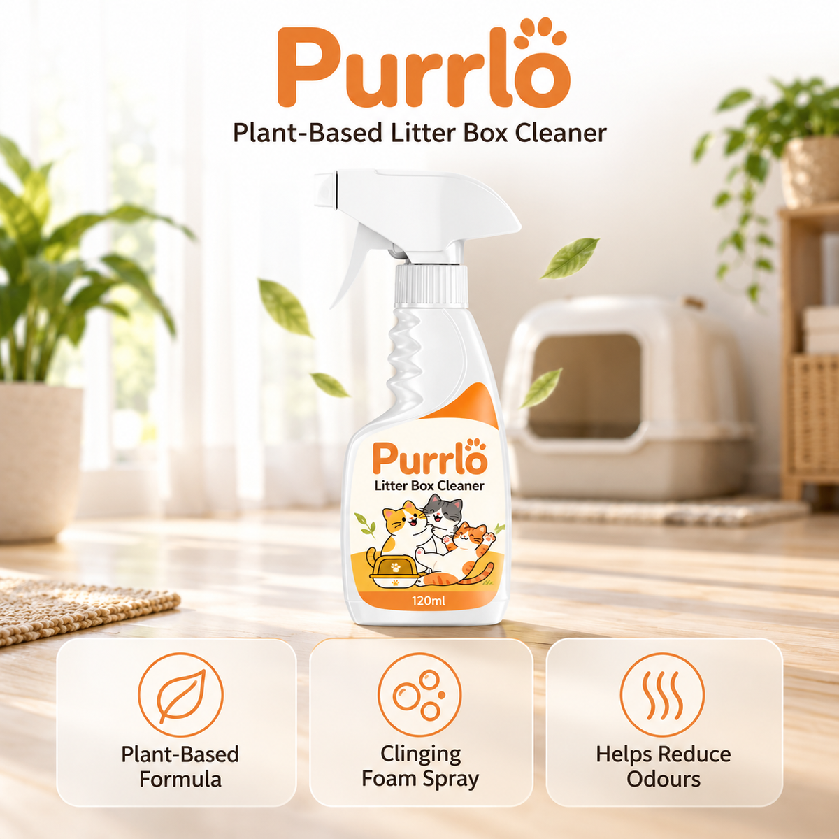 Purrlo Litter Box Cleaner Spray | Plant-Based Foam Cleaner