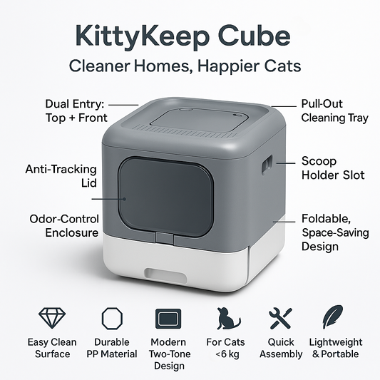 Kitty Keep Enclosed Cat Litter Box with Scoop & Tray