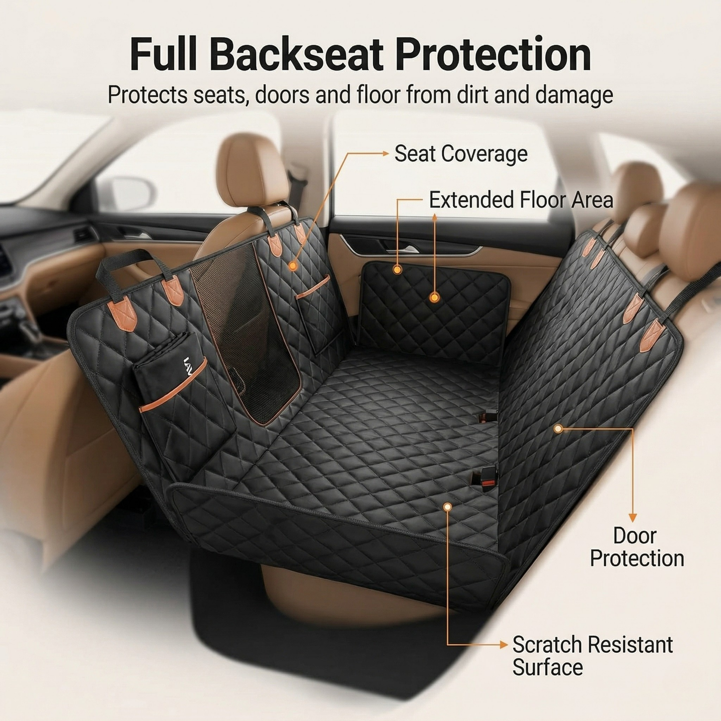 FurFort BackSeat Pro — Waterproof Dog Car Seat Cover & Hard Bottom Extender