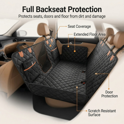 FurFort BackSeat Pro — Waterproof Dog Car Seat Cover & Hard Bottom Extender