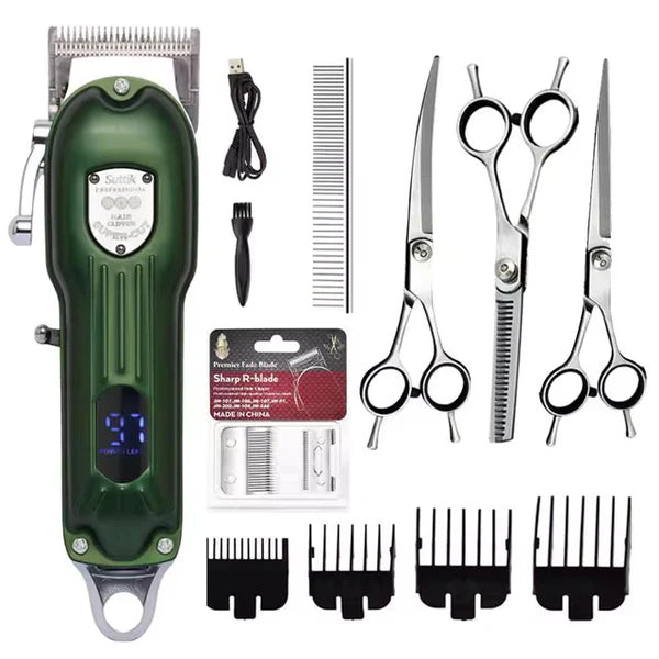 GroomTale Complete Dog Grooming Kit – Rechargeable Clippers, Scissors & Combs Set