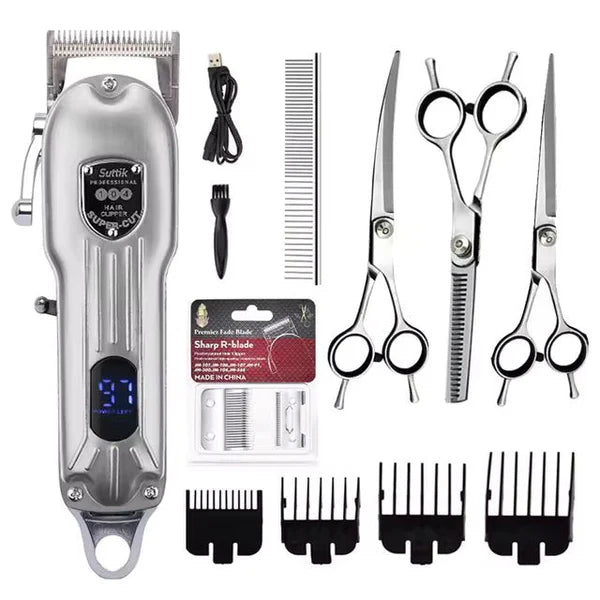 GroomTale Complete Dog Grooming Kit – Rechargeable Clippers, Scissors & Combs Set