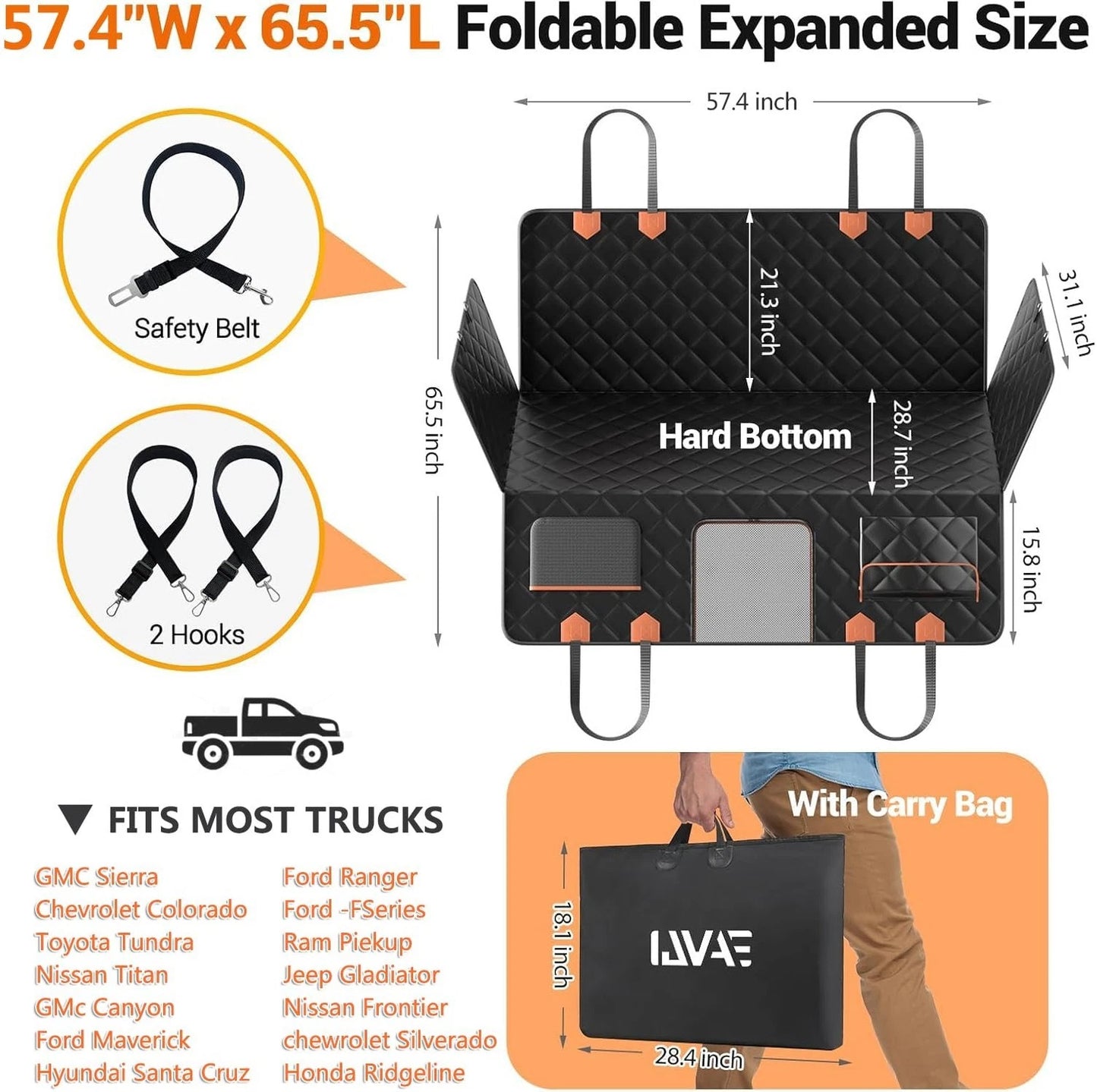 FurFort BackSeat Pro — Waterproof Dog Car Seat Cover & Hard Bottom Extender